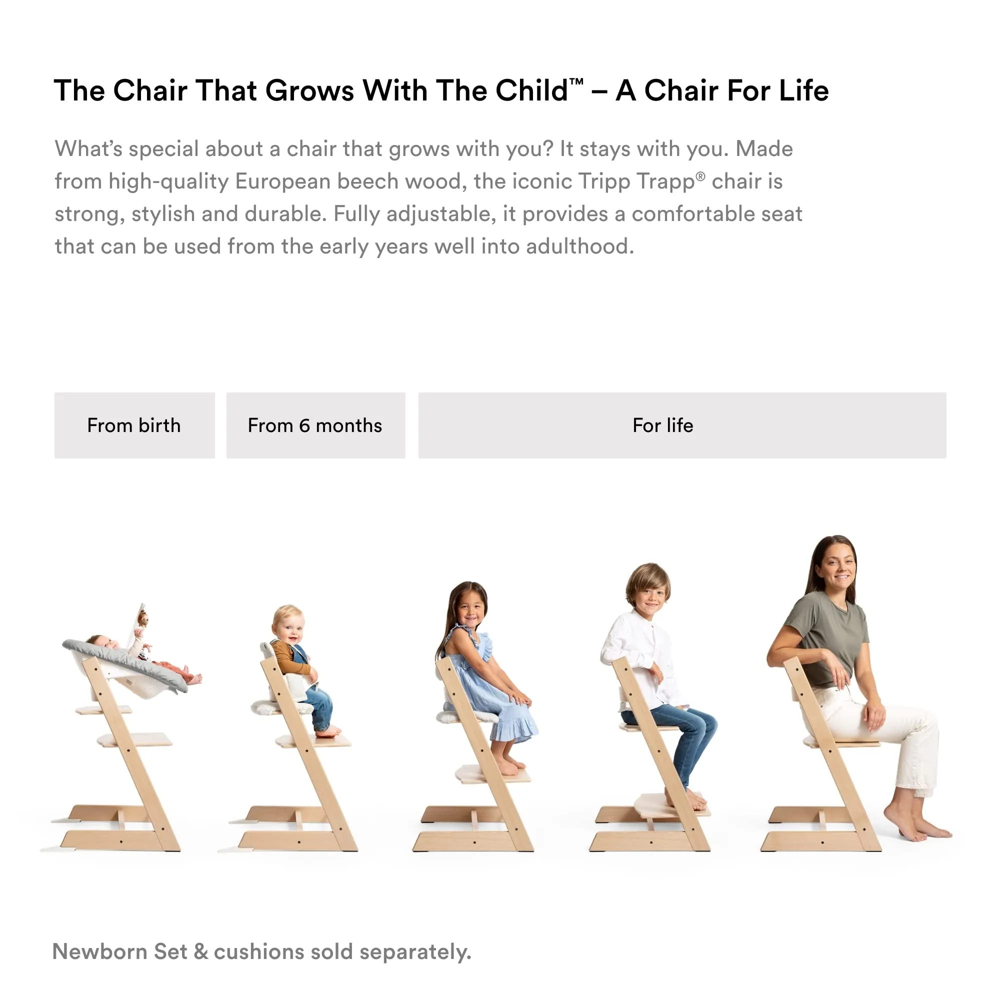 Stokke: Tripp Trapp Adjustable Chair with Cushion - Convertible, Comfortable & Ergonomic