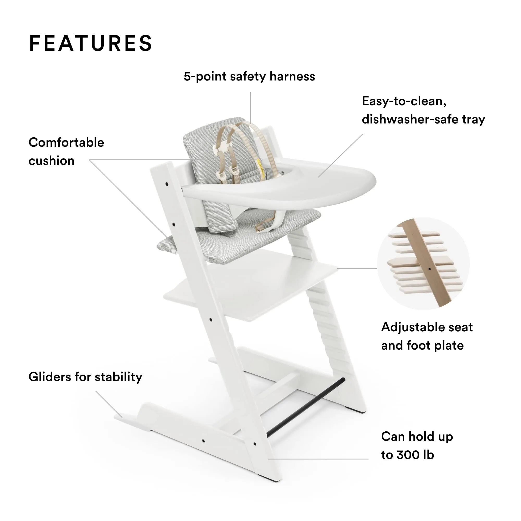 Stokke: Tripp Trapp Adjustable Chair with Cushion - Convertible, Comfortable & Ergonomic