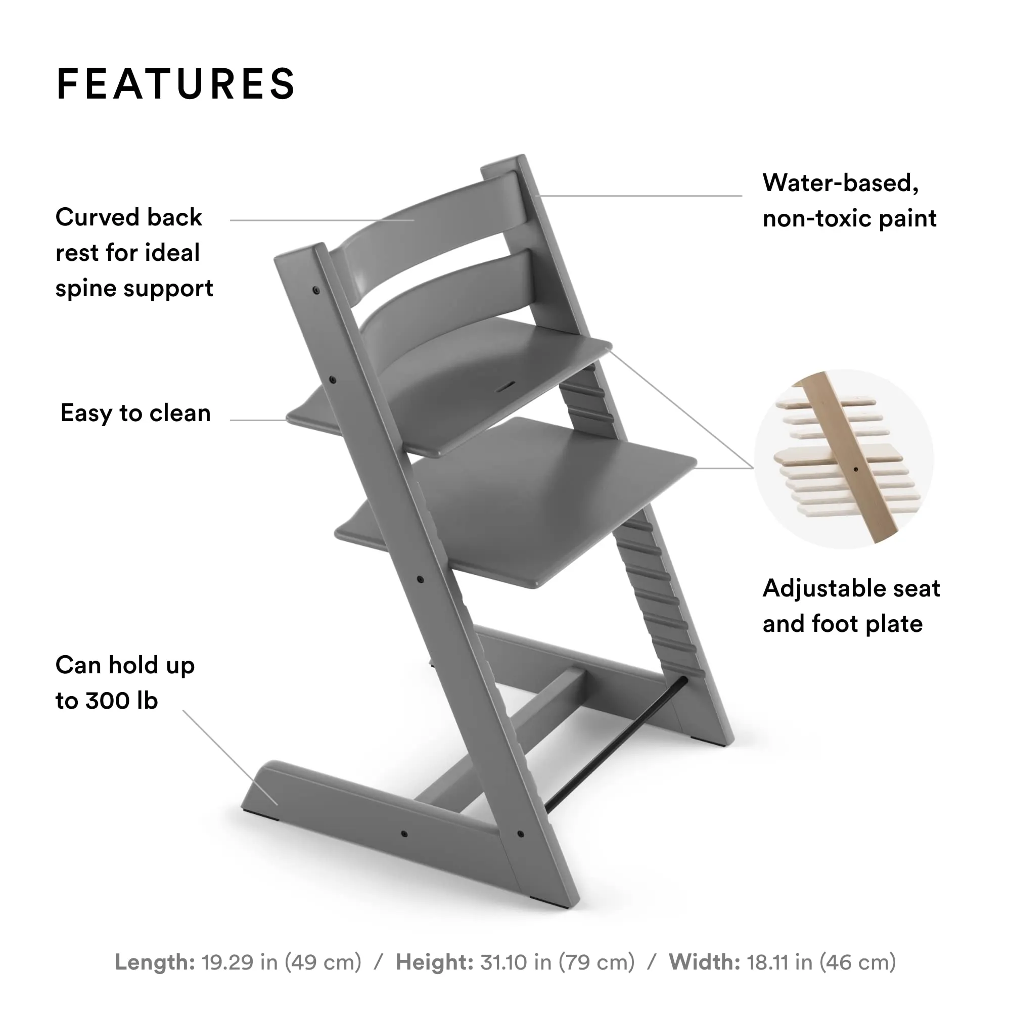 Stokke: Tripp Trapp Adjustable Chair with Cushion - Convertible, Comfortable & Ergonomic