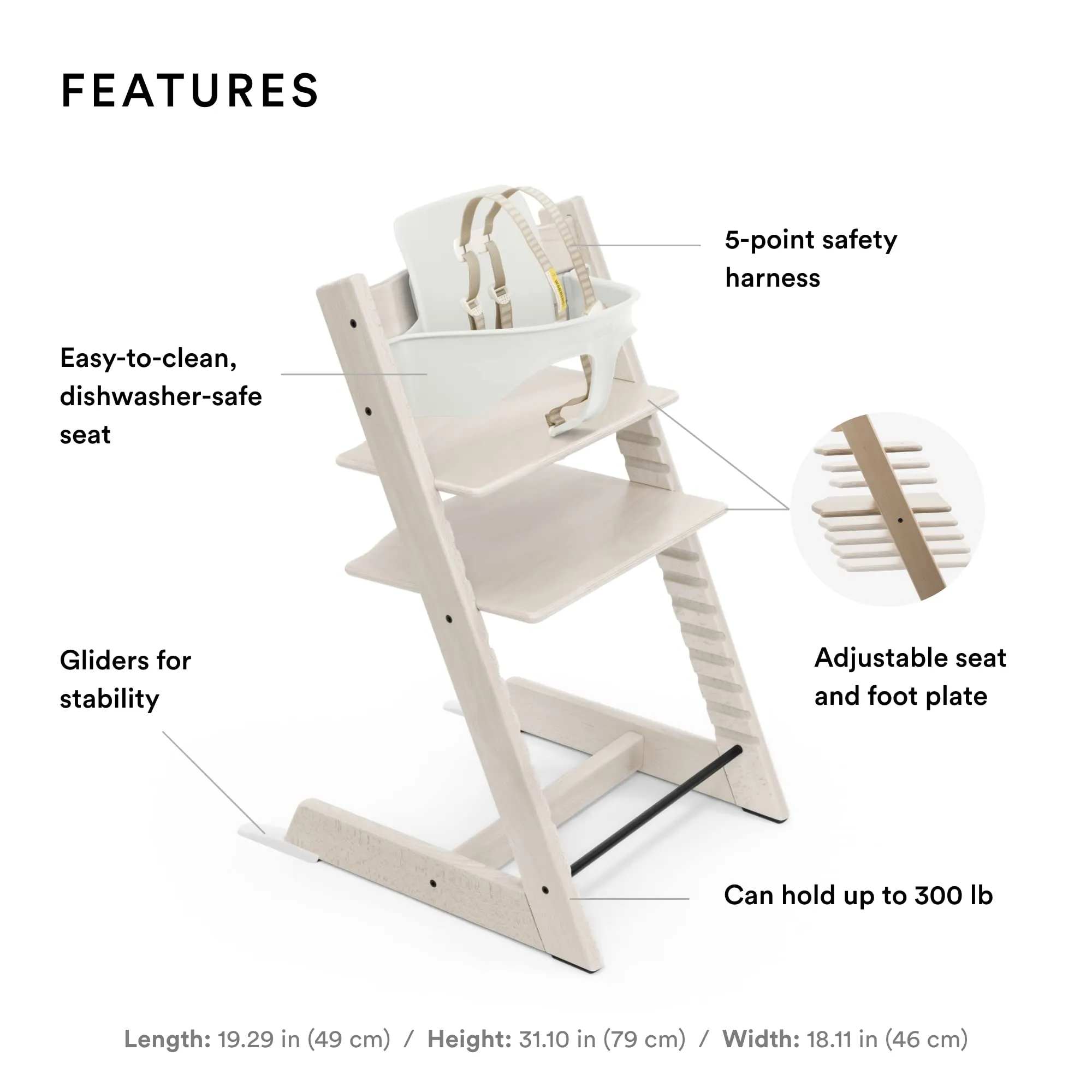 Stokke: Tripp Trapp Adjustable Chair with Cushion - Convertible, Comfortable & Ergonomic