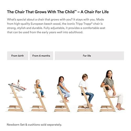 Stokke: Tripp Trapp Adjustable Chair with Cushion - Convertible, Comfortable & Ergonomic