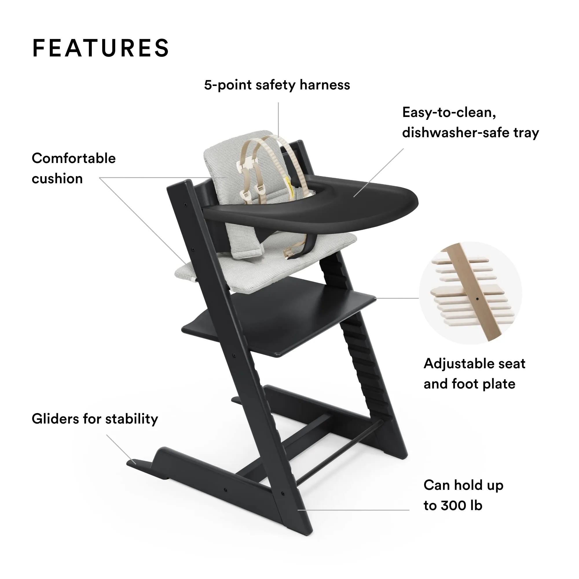 Stokke: Tripp Trapp Adjustable Chair with Cushion - Convertible, Comfortable & Ergonomic