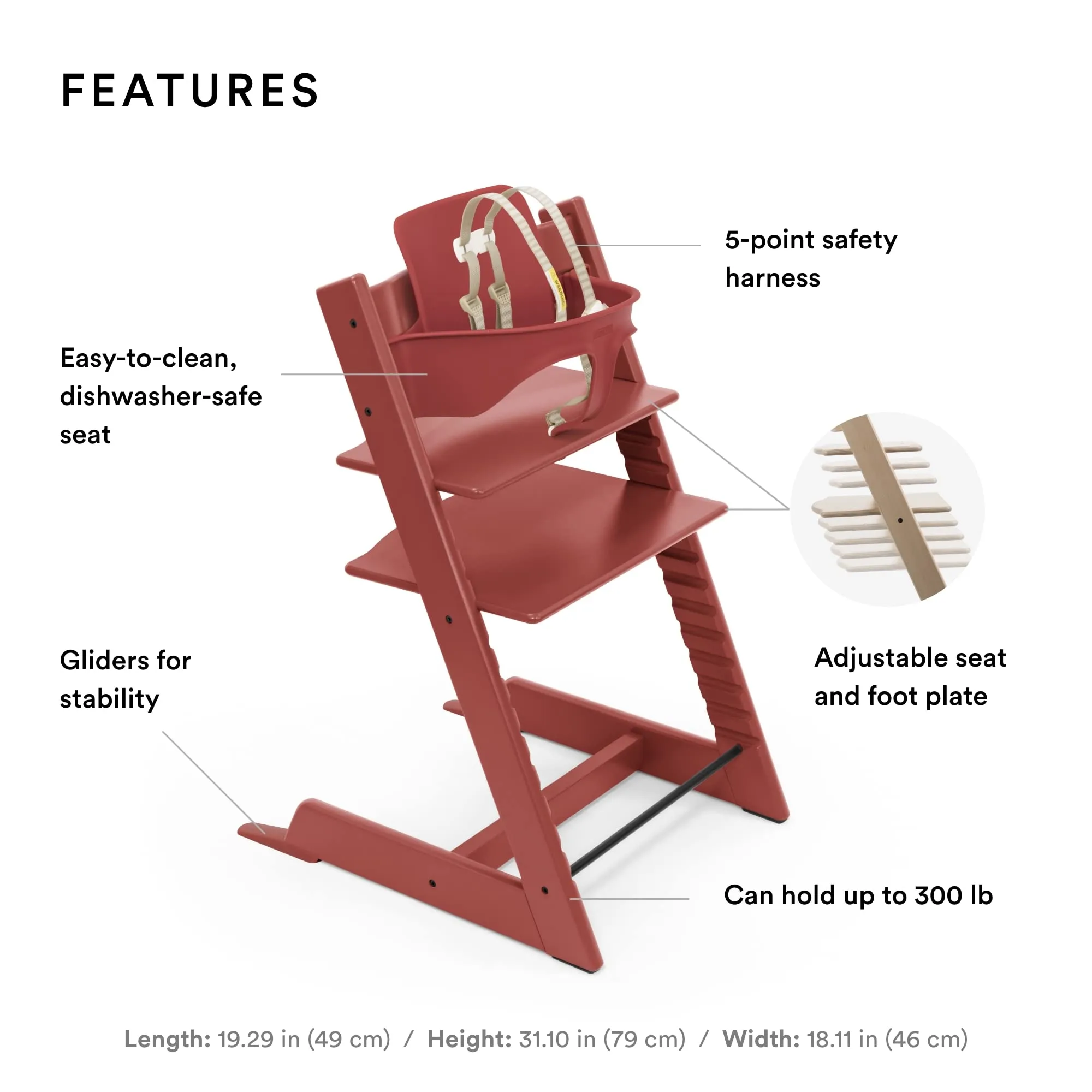 Stokke: Tripp Trapp Adjustable Chair with Cushion - Convertible, Comfortable & Ergonomic