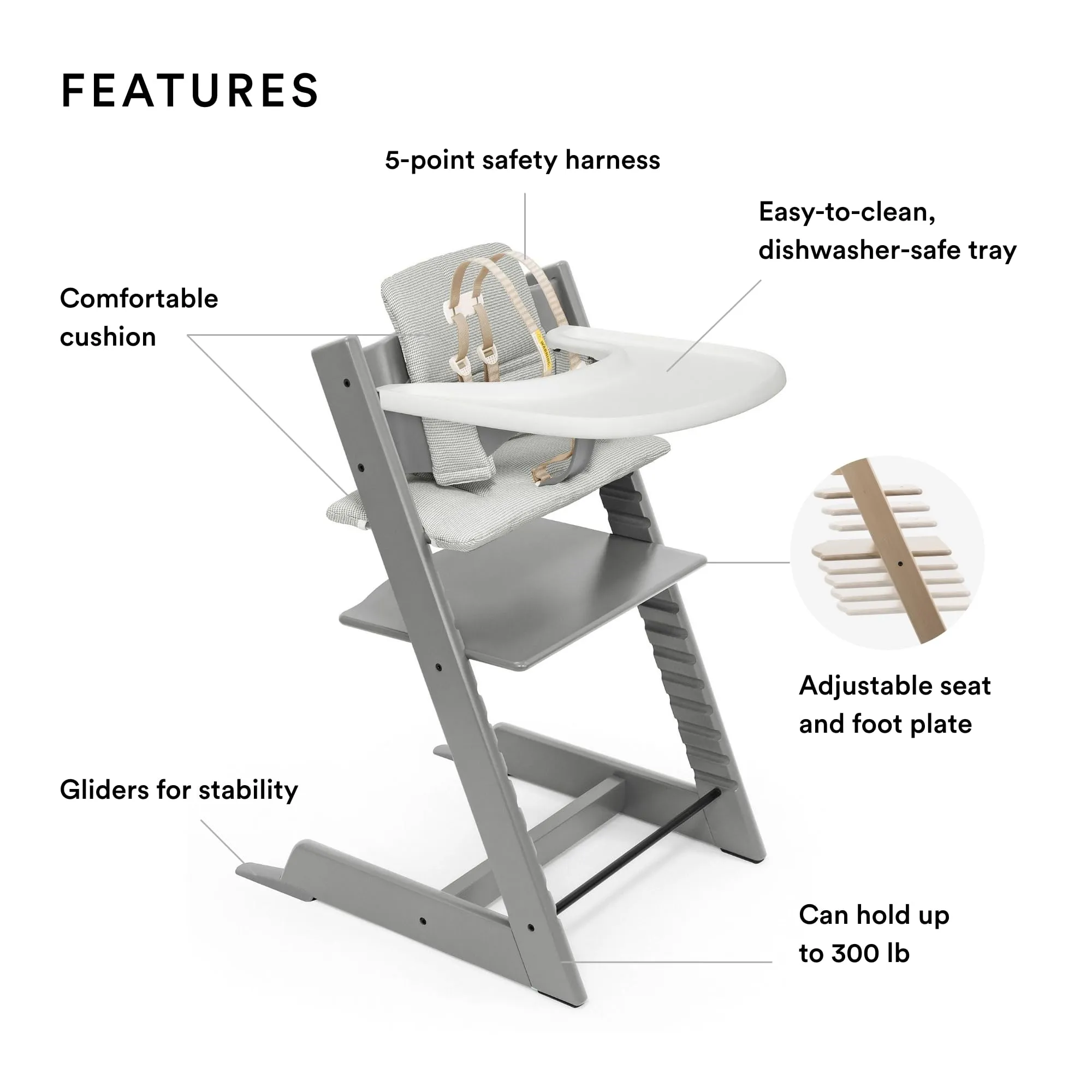 Stokke: Tripp Trapp Adjustable Chair with Cushion - Convertible, Comfortable & Ergonomic