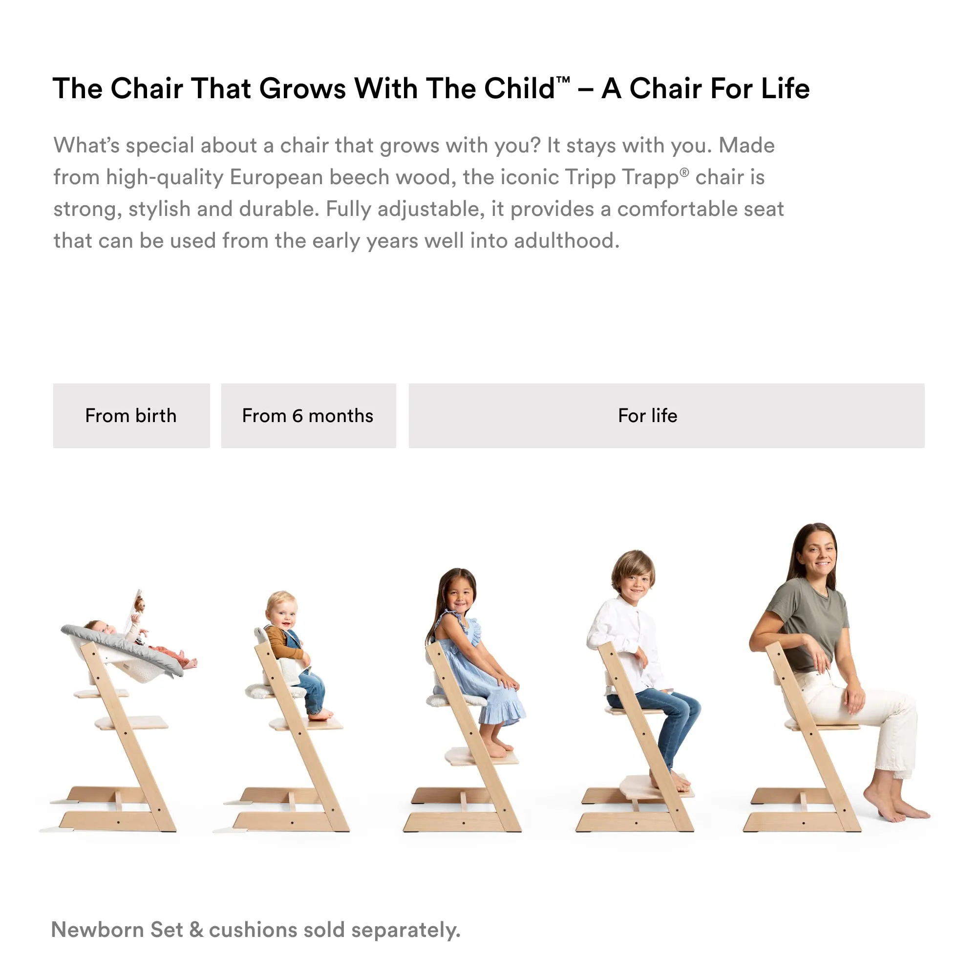 Stokke: Tripp Trapp Adjustable Chair with Cushion - Convertible, Comfortable & Ergonomic