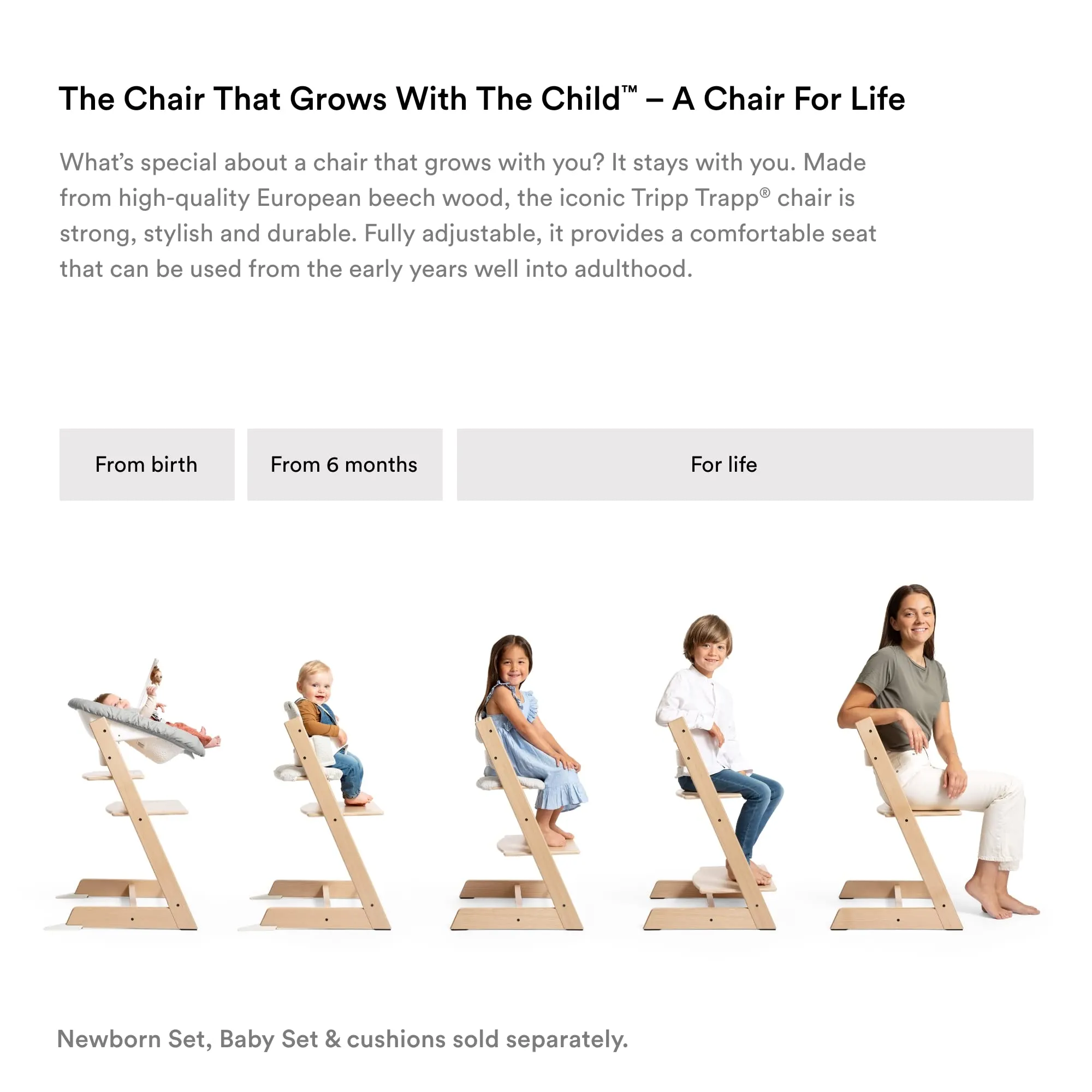 Stokke: Tripp Trapp Adjustable Chair with Cushion - Convertible, Comfortable & Ergonomic