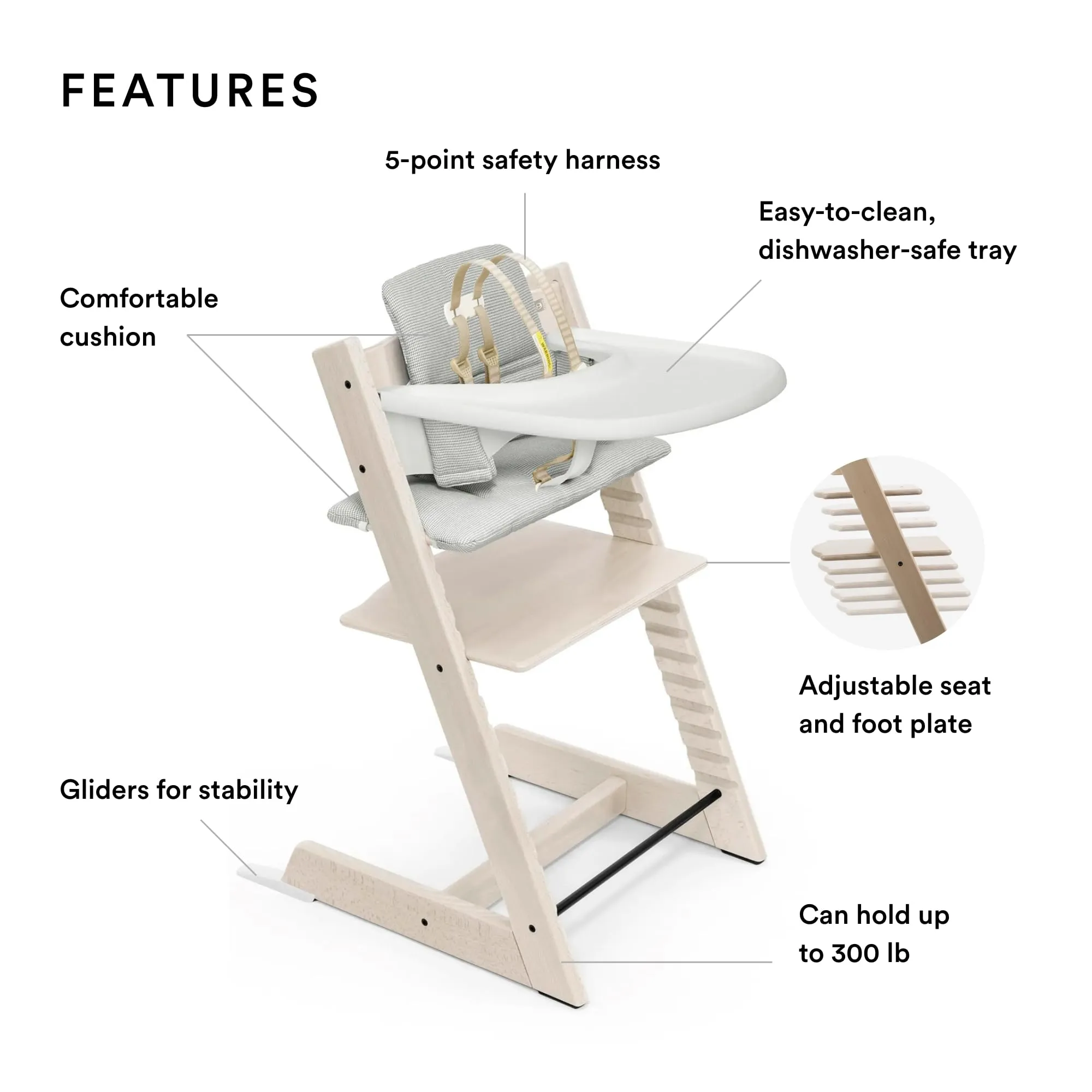 Stokke: Tripp Trapp Adjustable Chair with Cushion - Convertible, Comfortable & Ergonomic