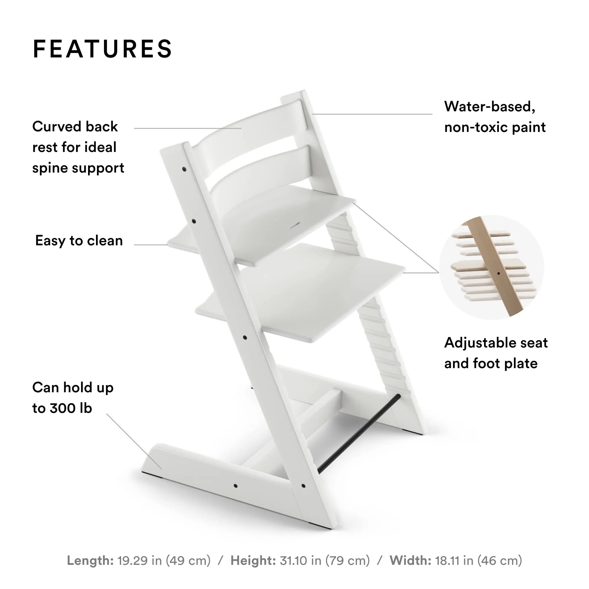 Stokke: Tripp Trapp Adjustable Chair with Cushion - Convertible, Comfortable & Ergonomic