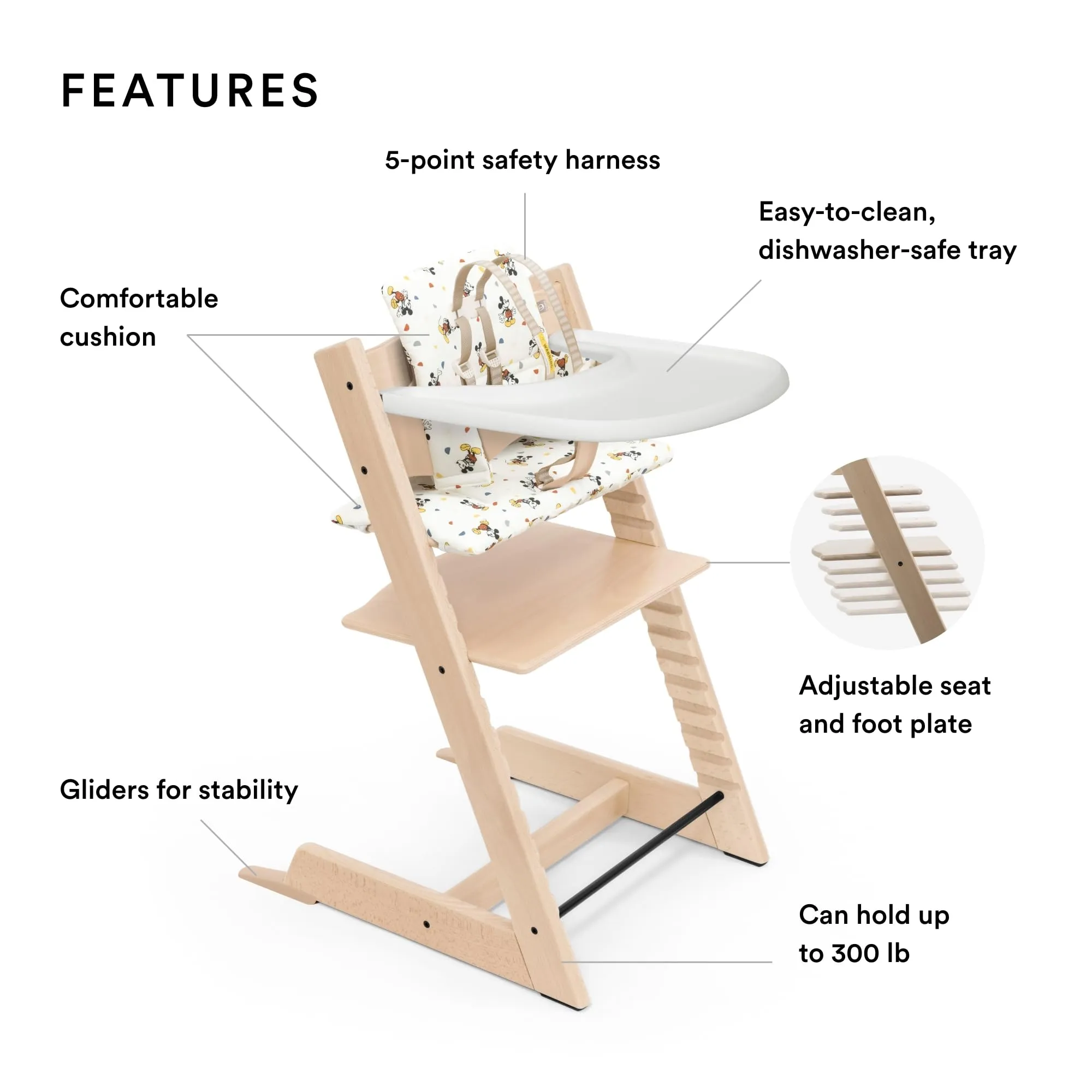 Stokke: Tripp Trapp Adjustable Chair with Cushion - Convertible, Comfortable & Ergonomic