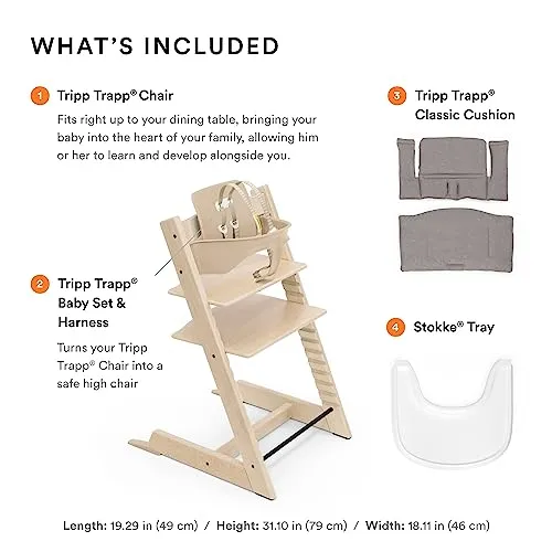 Stokke: Tripp Trapp Adjustable Chair with Cushion - Convertible, Comfortable & Ergonomic