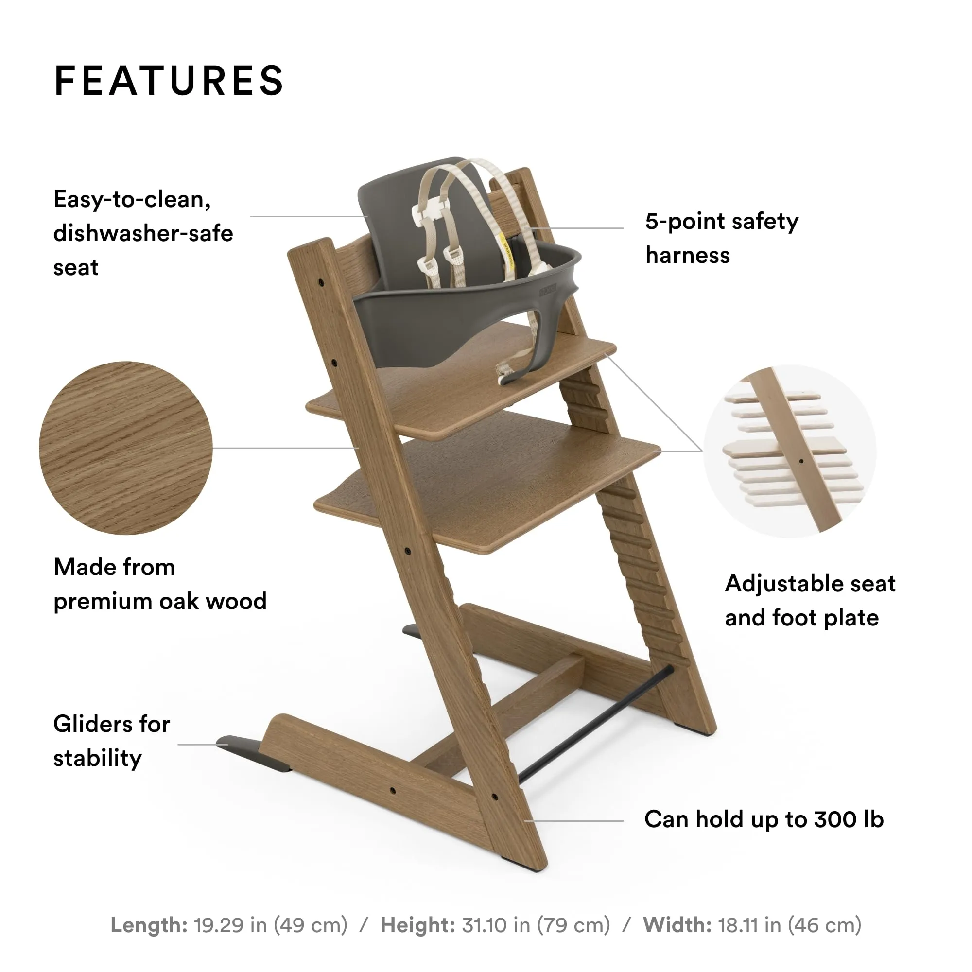 Stokke: Tripp Trapp Adjustable Chair with Cushion - Convertible, Comfortable & Ergonomic