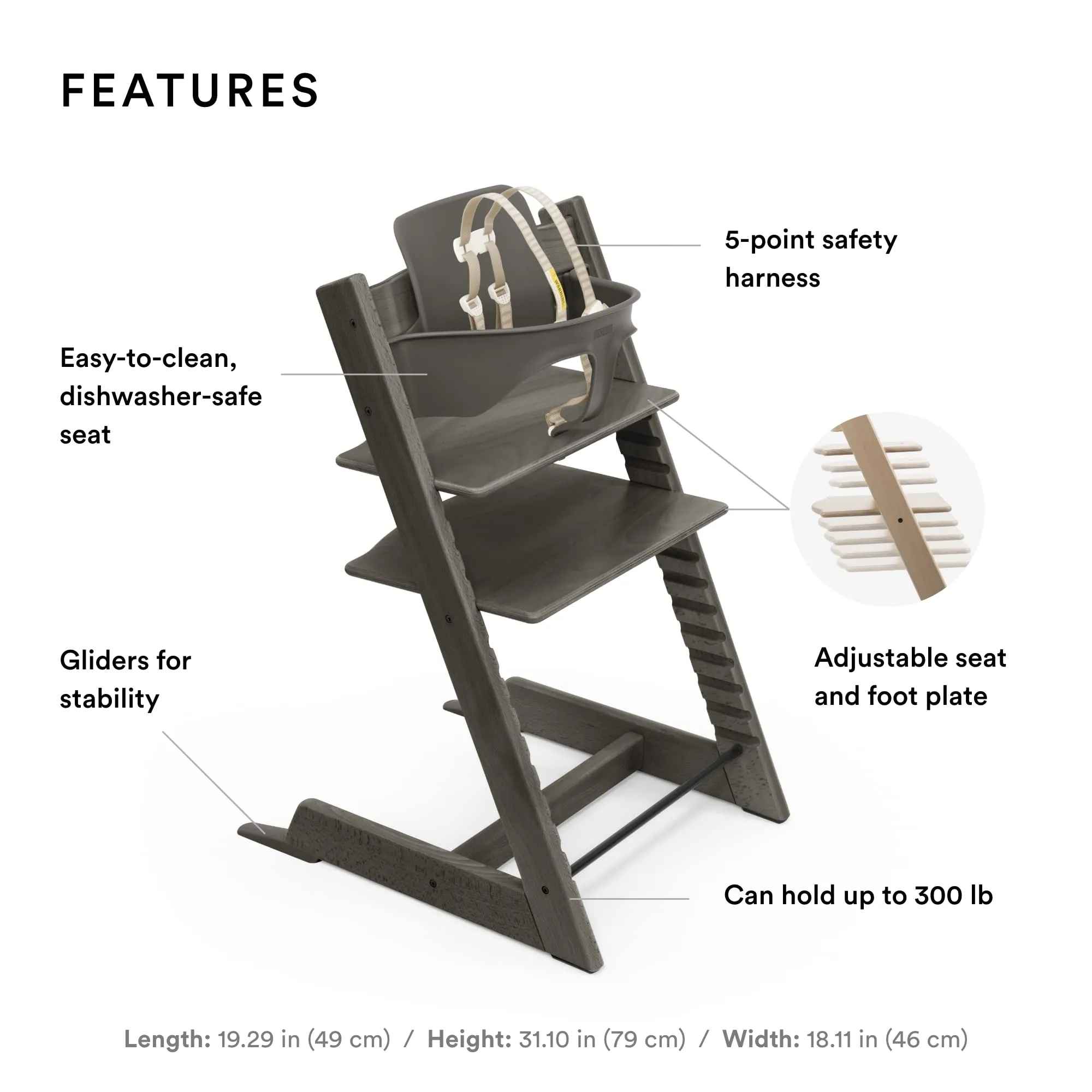 Stokke: Tripp Trapp Adjustable Chair with Cushion - Convertible, Comfortable & Ergonomic