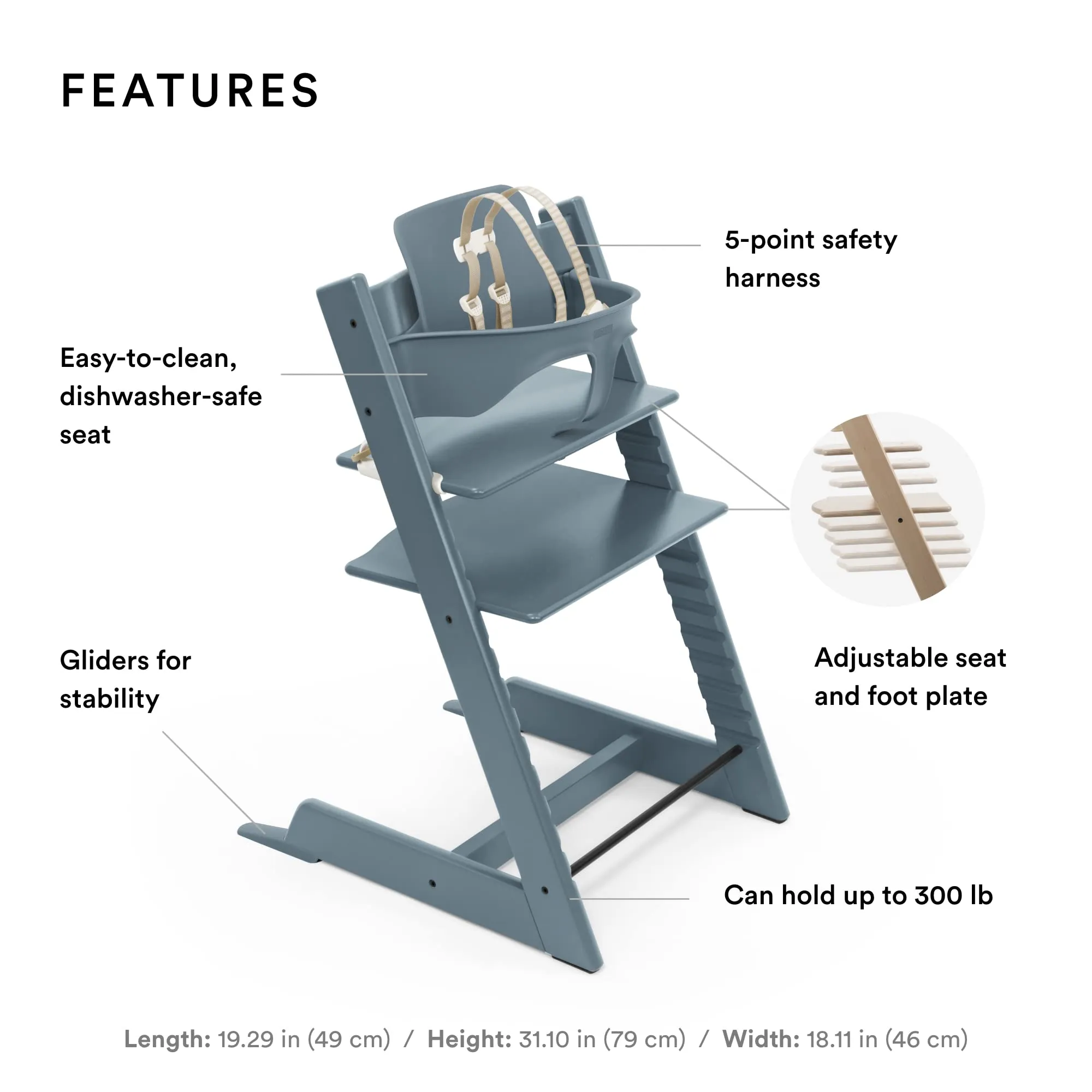 Stokke: Tripp Trapp Adjustable Chair with Cushion - Convertible, Comfortable & Ergonomic