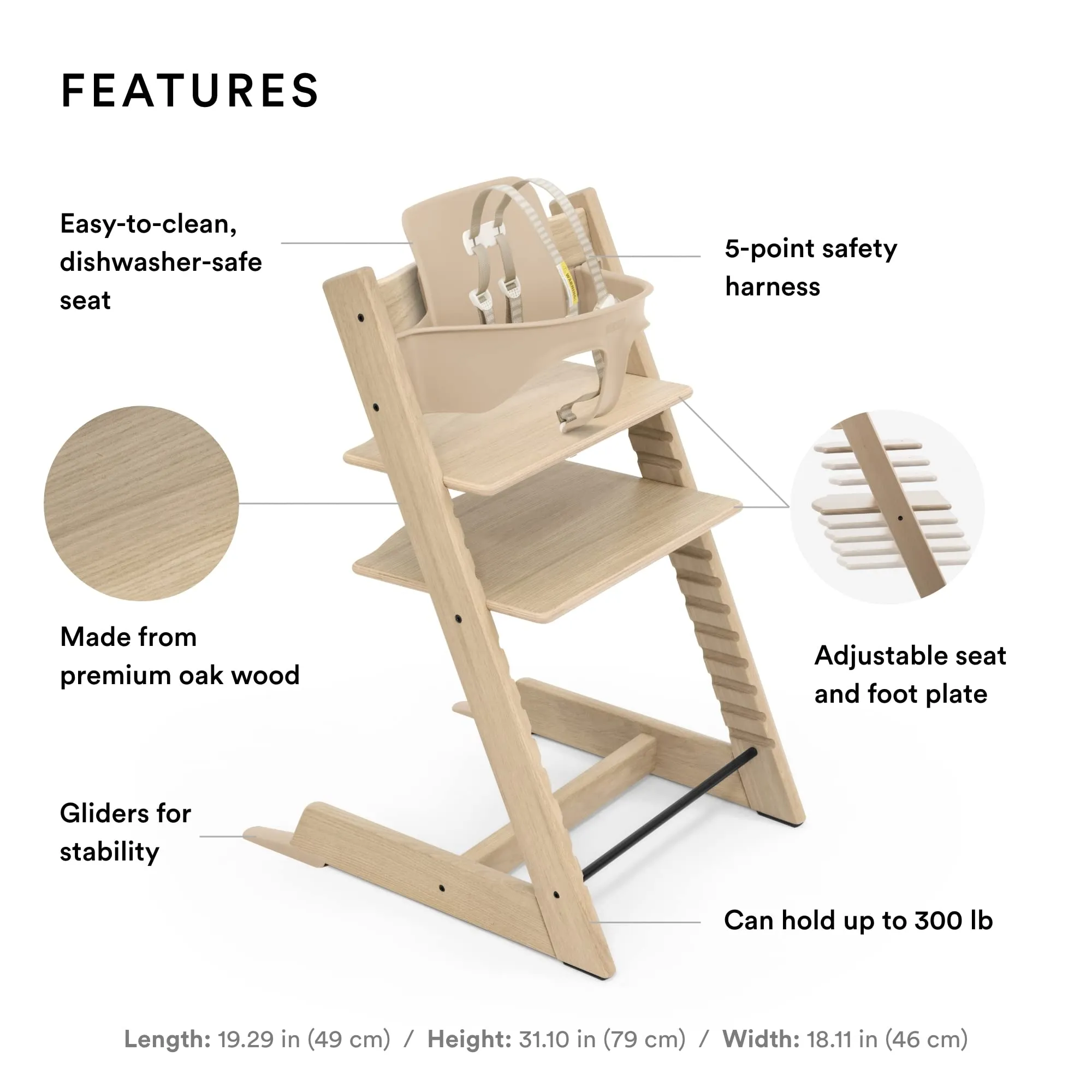 Stokke: Tripp Trapp Adjustable Chair with Cushion - Convertible, Comfortable & Ergonomic