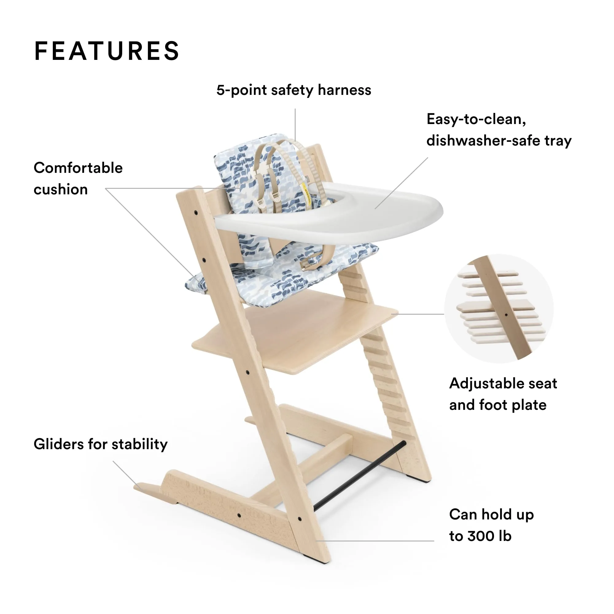 Stokke: Tripp Trapp Adjustable Chair with Cushion - Convertible, Comfortable & Ergonomic