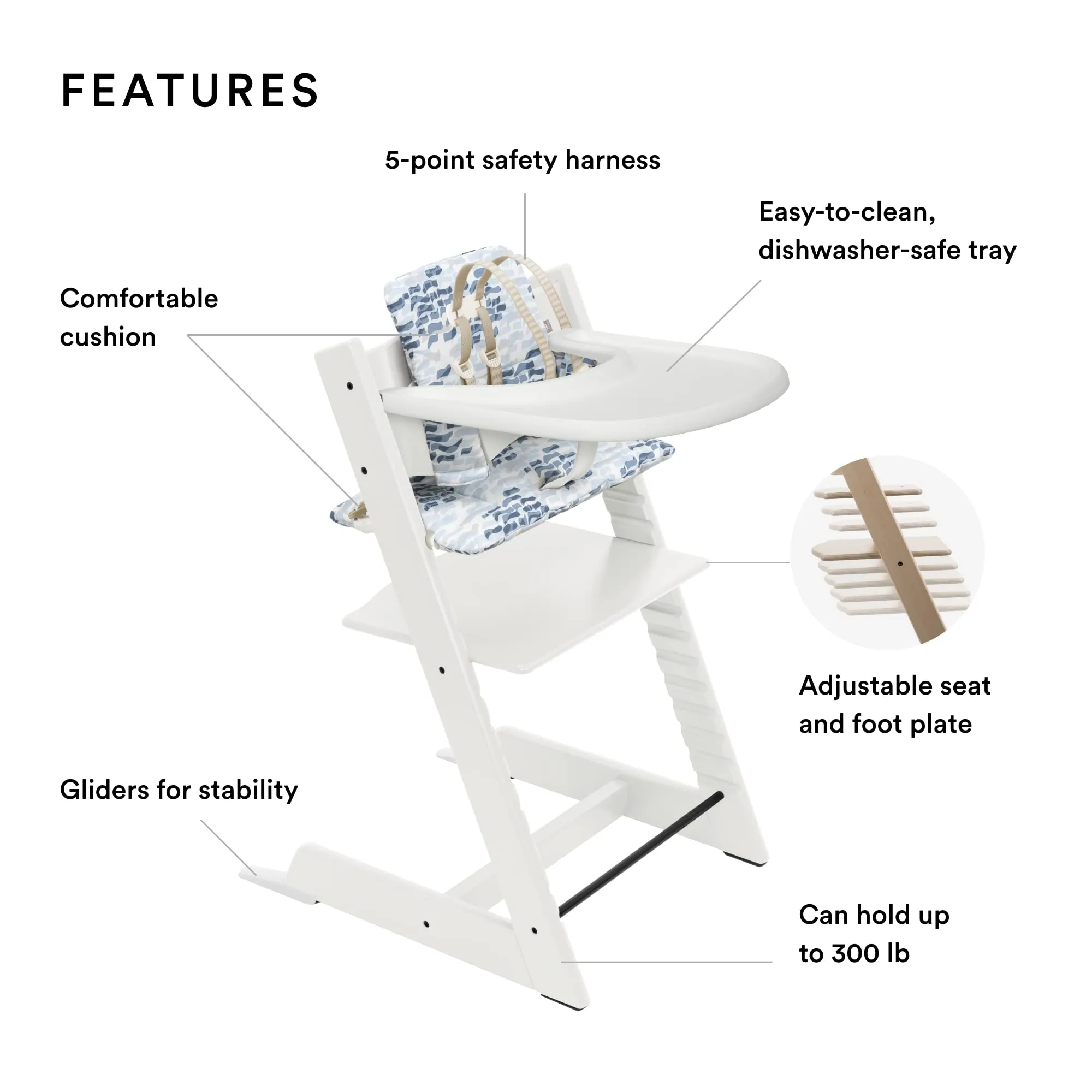 Stokke: Tripp Trapp Adjustable Chair with Cushion - Convertible, Comfortable & Ergonomic