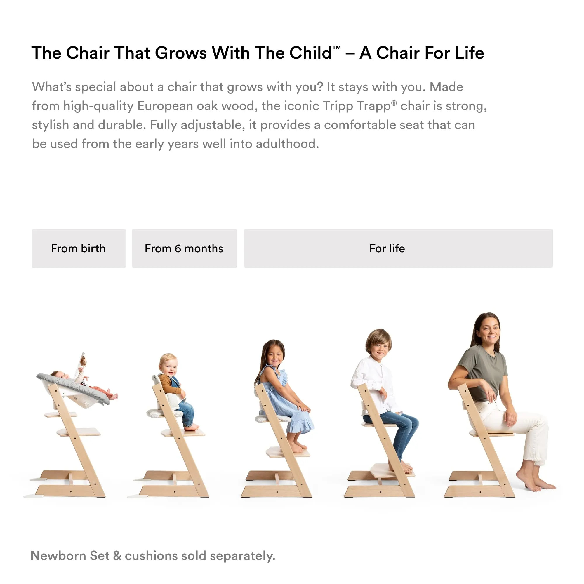 Stokke: Tripp Trapp Adjustable Chair with Cushion - Convertible, Comfortable & Ergonomic