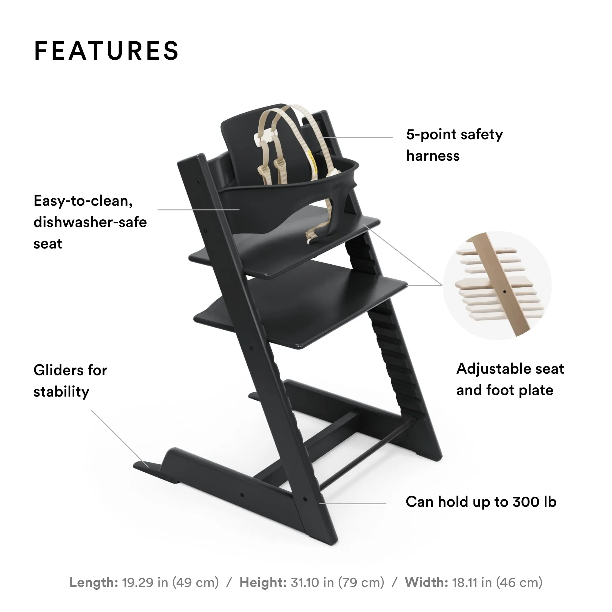 Stokke: Tripp Trapp Adjustable Chair with Cushion - Convertible, Comfortable & Ergonomic
