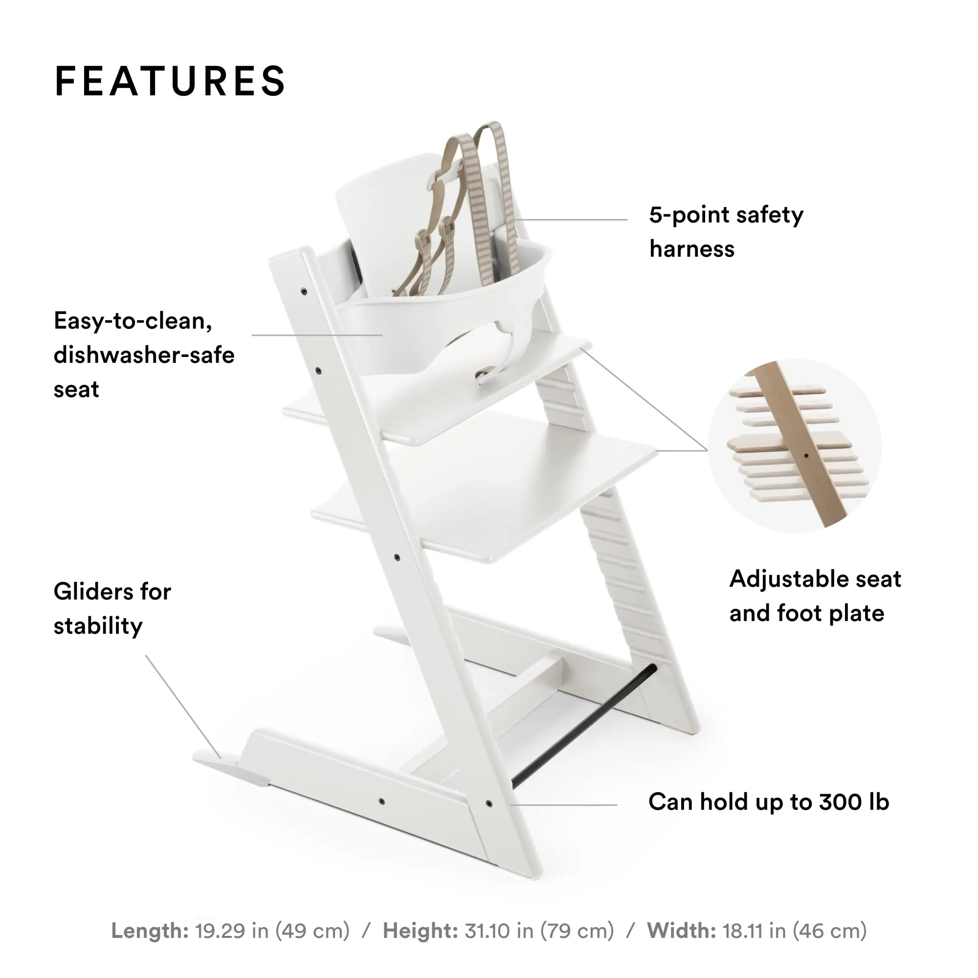 Stokke: Tripp Trapp Adjustable Chair with Cushion - Convertible, Comfortable & Ergonomic