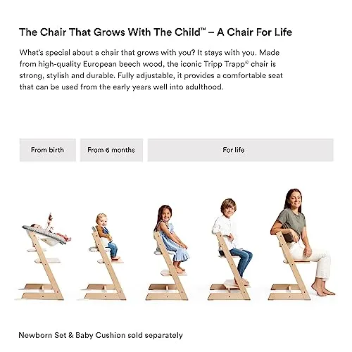 Stokke: Tripp Trapp Adjustable Chair with Cushion - Convertible, Comfortable & Ergonomic