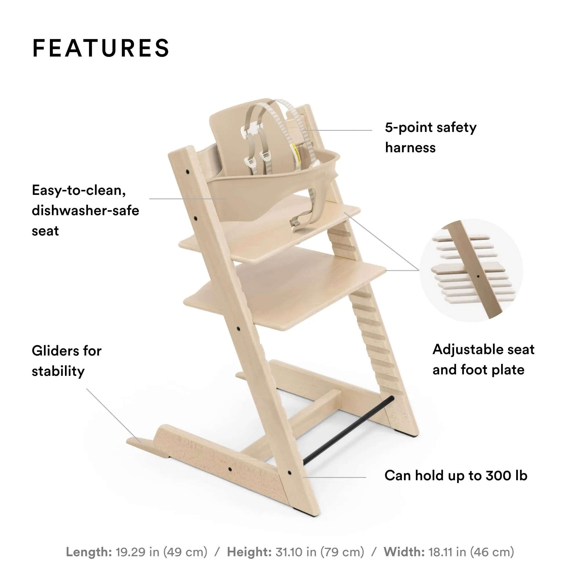 Stokke: Tripp Trapp Adjustable Chair with Cushion - Convertible, Comfortable & Ergonomic