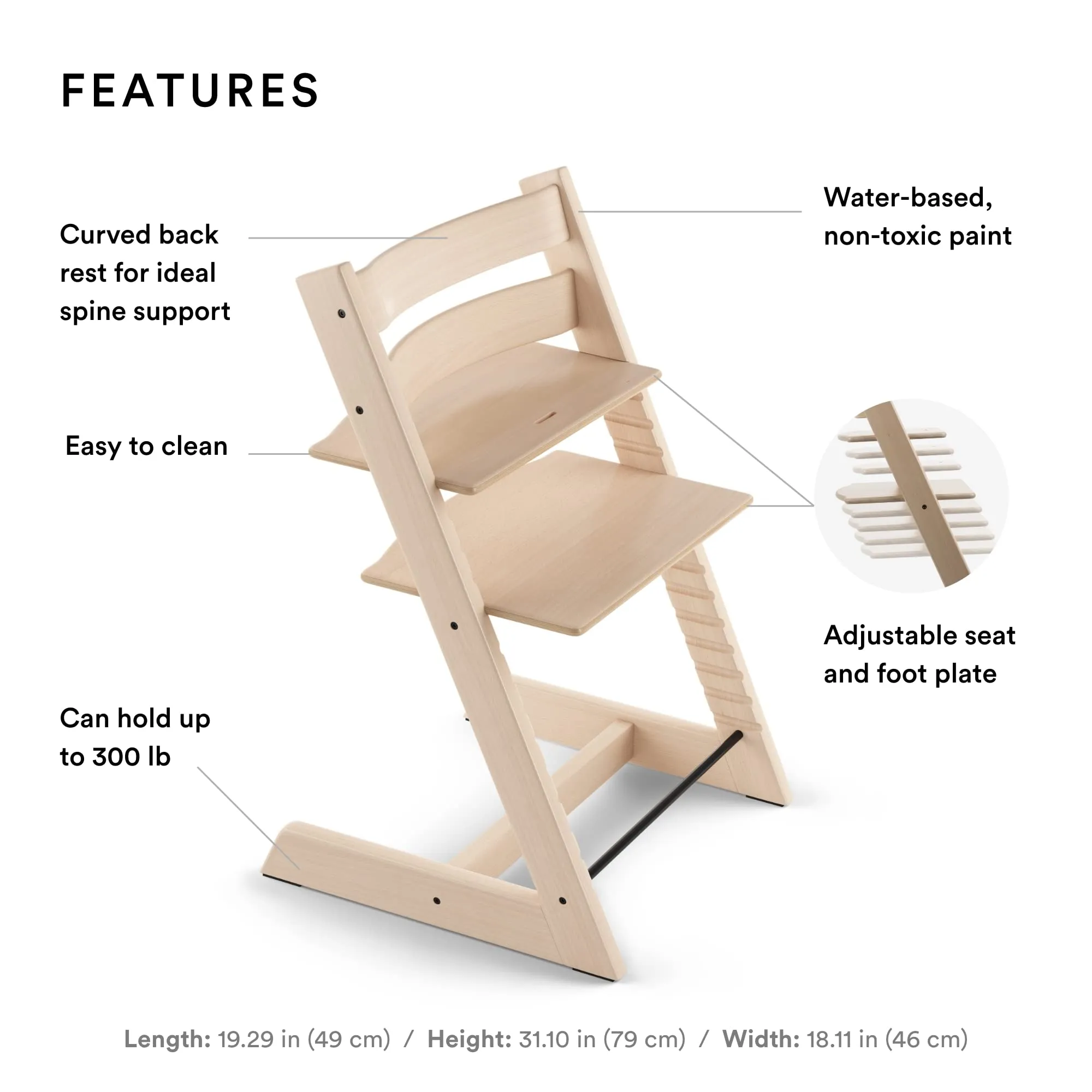 Stokke: Tripp Trapp Adjustable Chair with Cushion - Convertible, Comfortable & Ergonomic