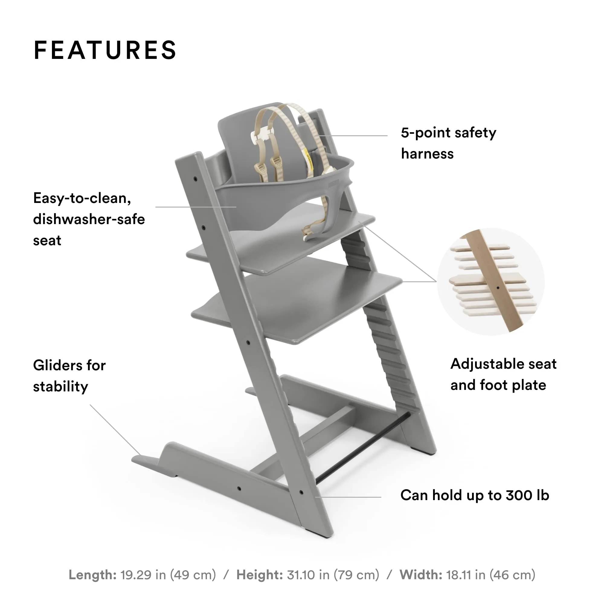 Stokke: Tripp Trapp Adjustable Chair with Cushion - Convertible, Comfortable & Ergonomic
