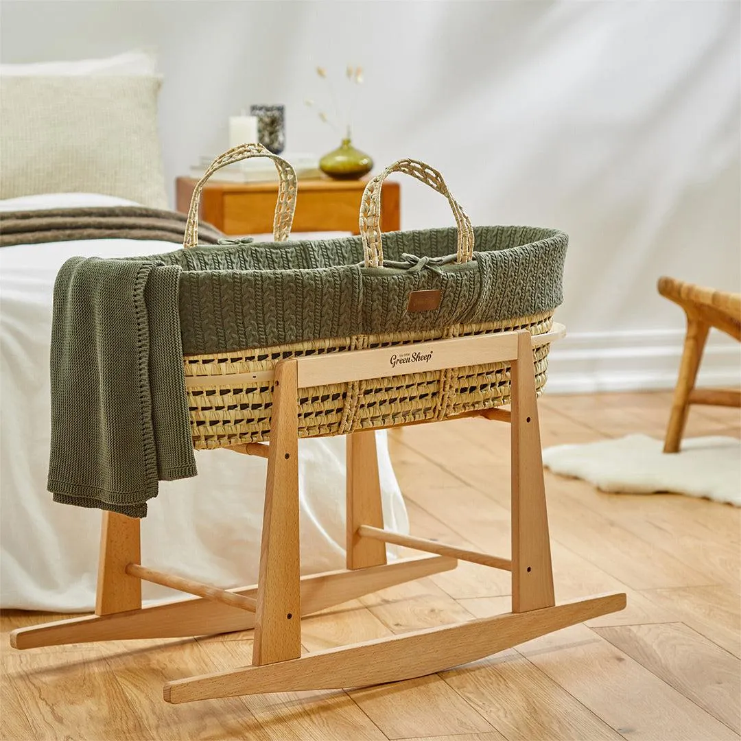 The Little Green Sheep Organic Knitted Cellular Baby Blanket - Juniper