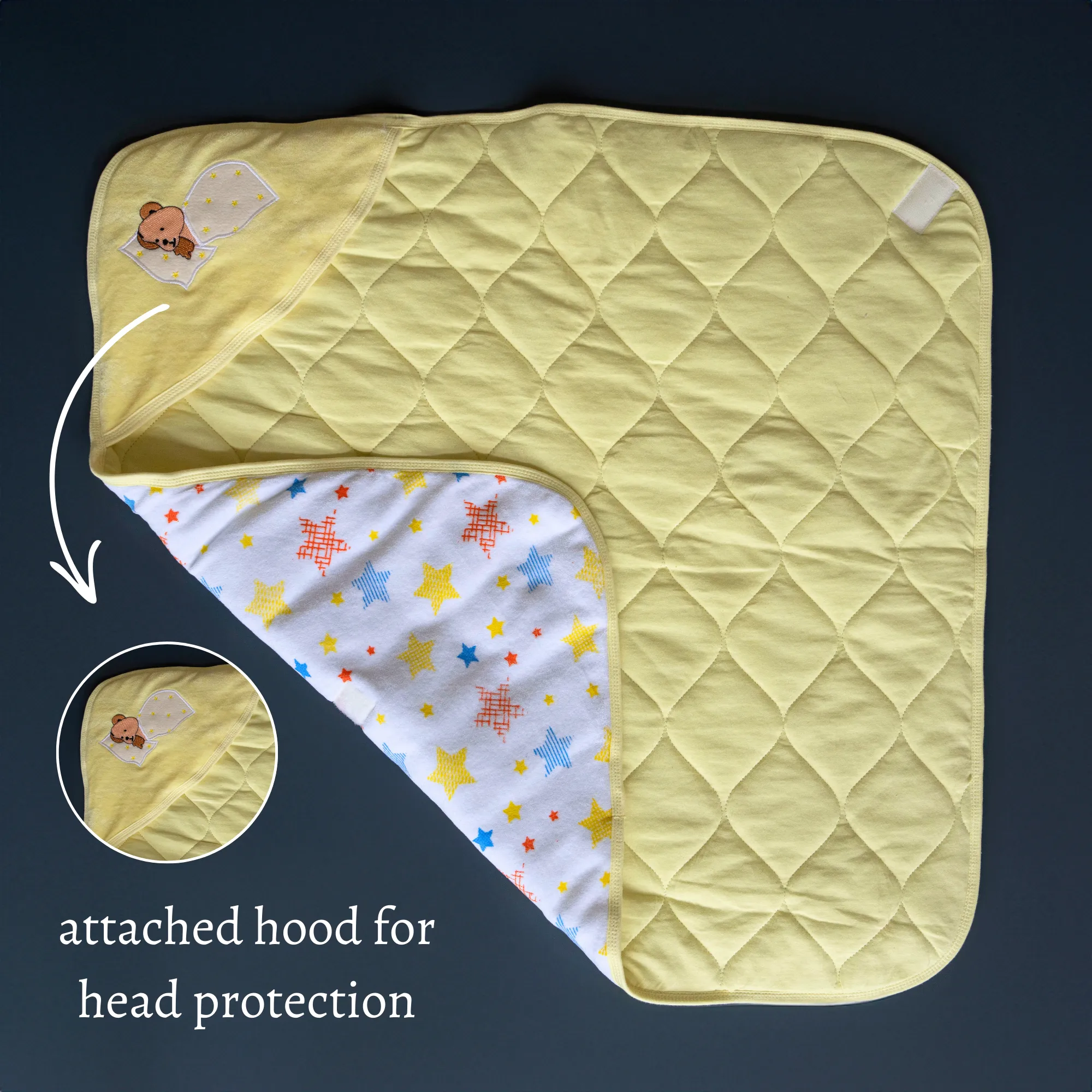 Tinycare Hooded White Star Print Cotton Baby Wrapper
