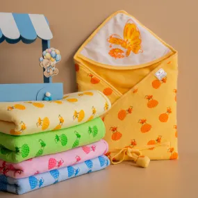 Tinycare Parachute Color Print Hooded Terry Baby Wrapper