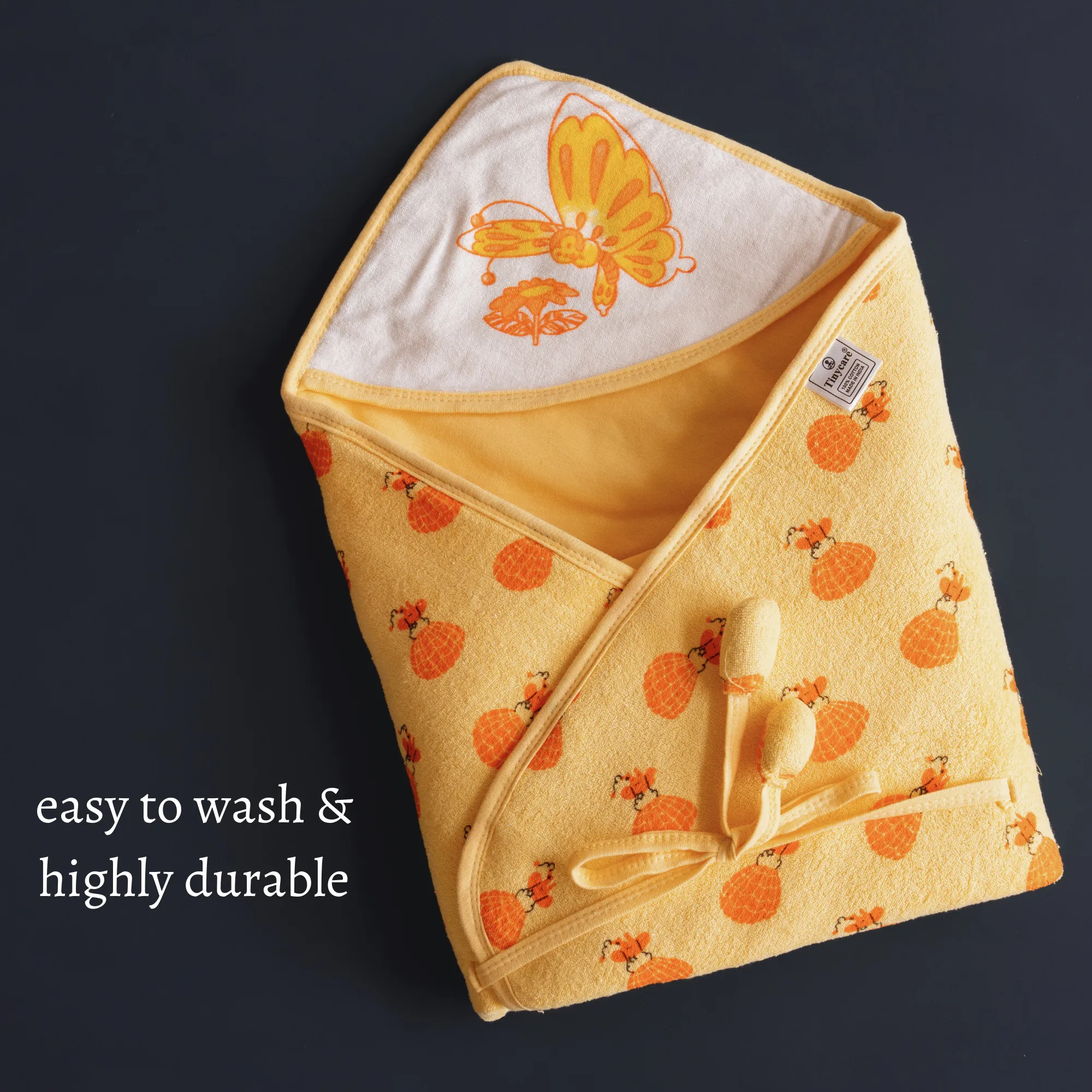 Tinycare Parachute Color Print Hooded Terry Baby Wrapper