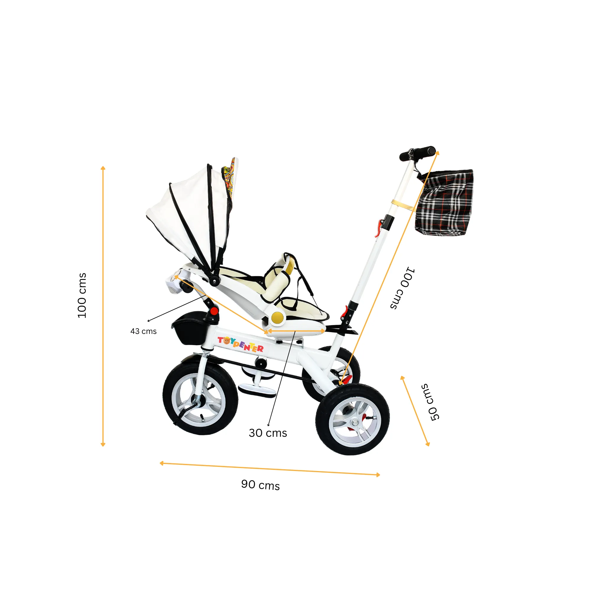 TOYPENTER 3 in 1 Baby Stroller/Kids Tricycle with Removable Canopy, Parental Adjust Push Handle for Kids | Boys | Girls Age 0 Months - 5 Years