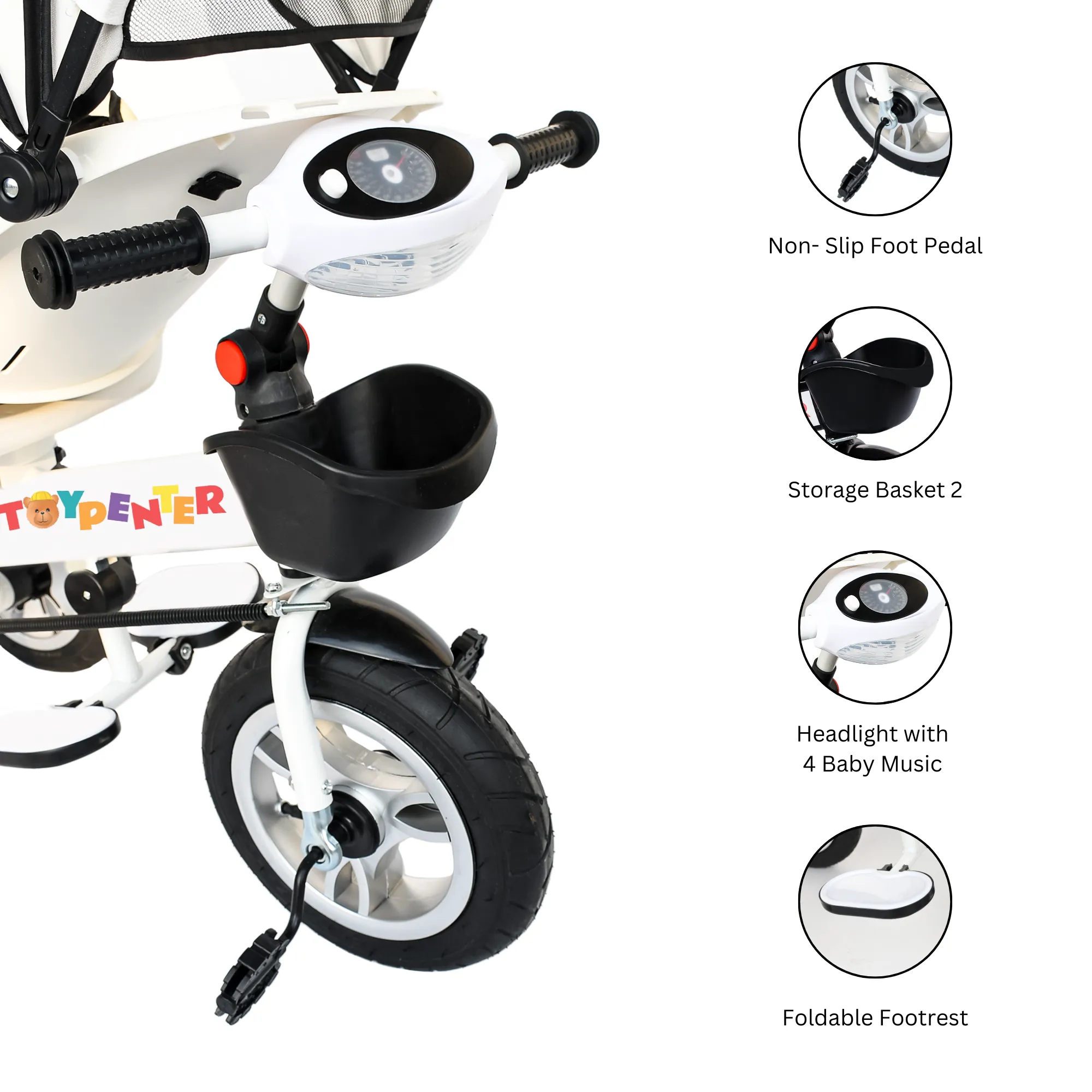 TOYPENTER 3 in 1 Baby Stroller/Kids Tricycle with Removable Canopy, Parental Adjust Push Handle for Kids | Boys | Girls Age 0 Months - 5 Years