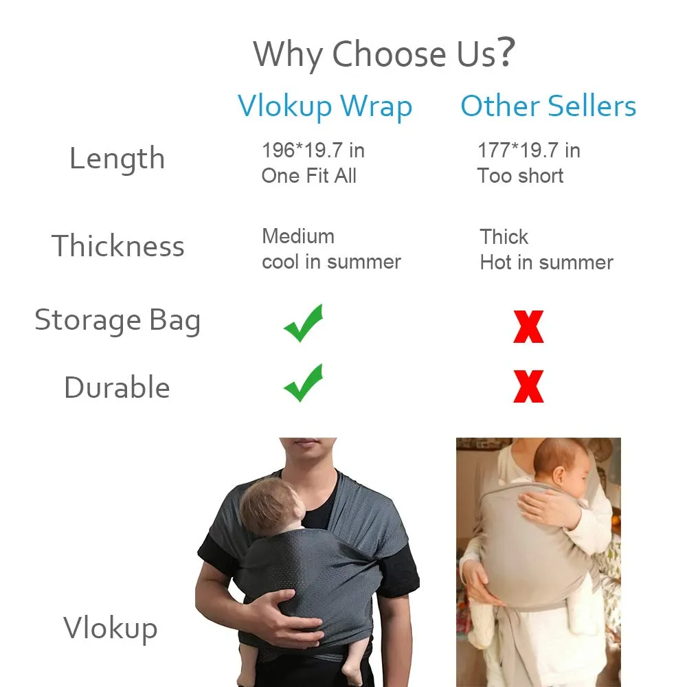 Vlokup Baby Wrap Water Sling Carrier Gray