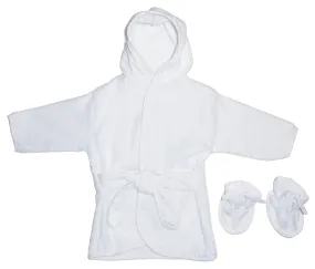 White Hooded Infant Robe with Booties