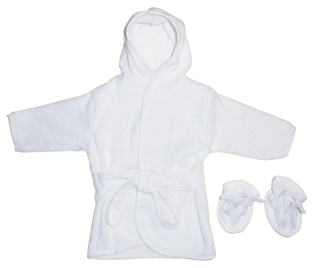 White Hooded Infant Robe with Booties